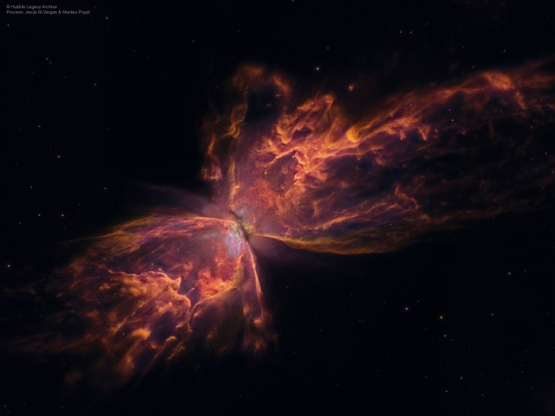 A butterfly nebula with a 3 light-year wingspan