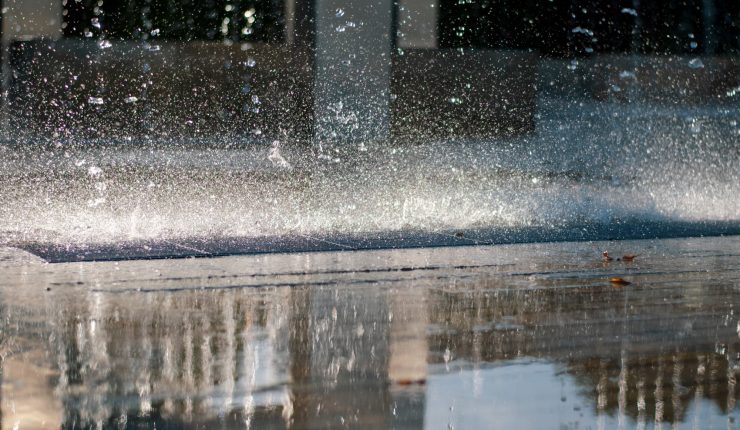 A fountain of water, shot at a relatively high shutter speed